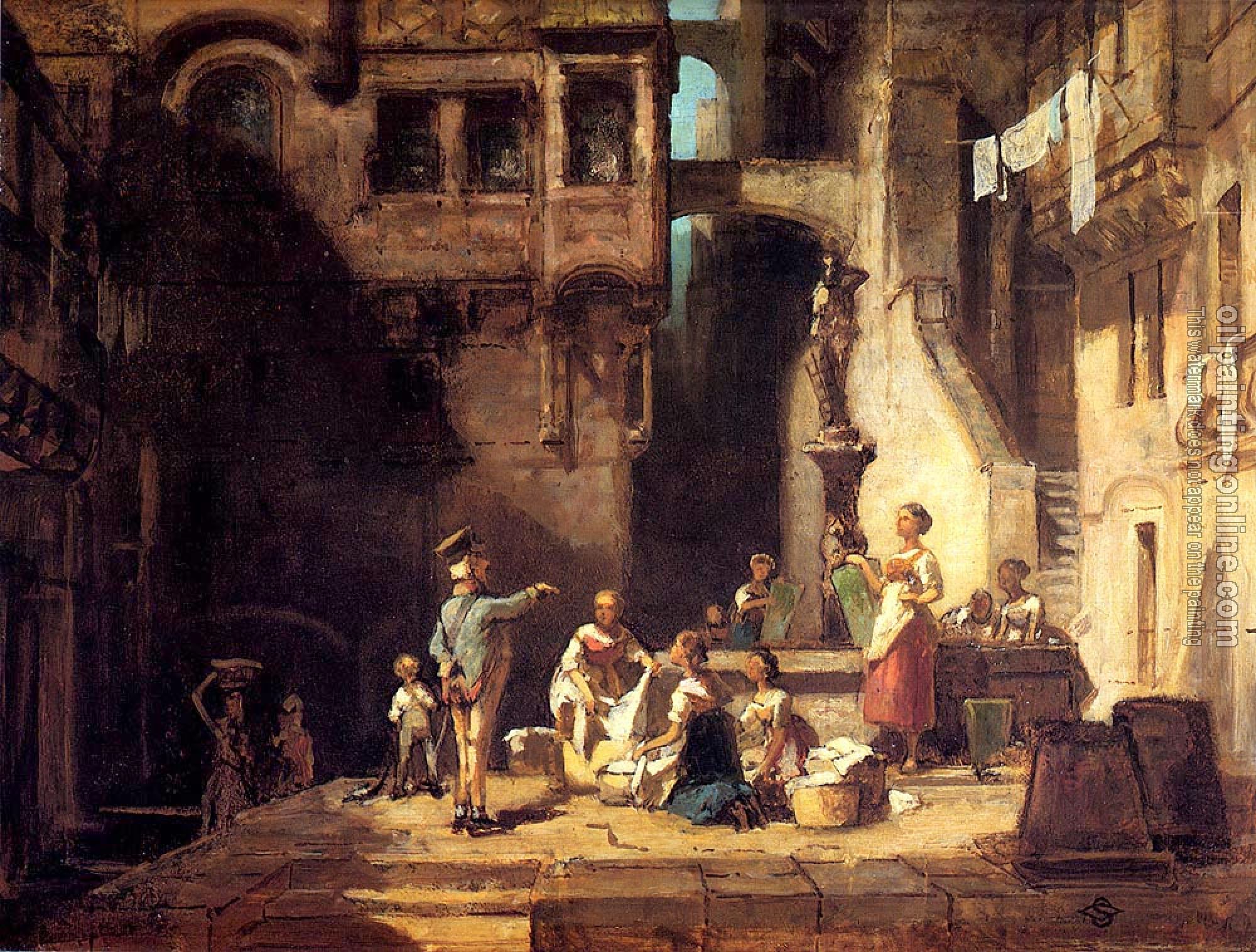 Carl Spitzweg - Wascherinnen Am Brunnen